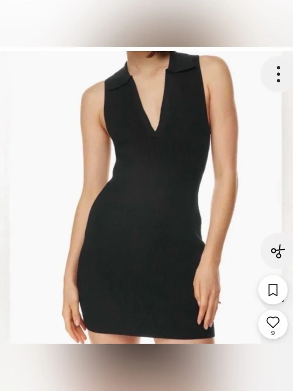 Aqua Black Sleeveless V-Neck Collar Mini Dress